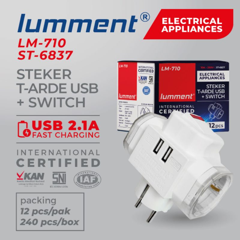 ST-6837 SAKLAR Lumment Steker T Arde Saklar Lampu USB Fast Charging