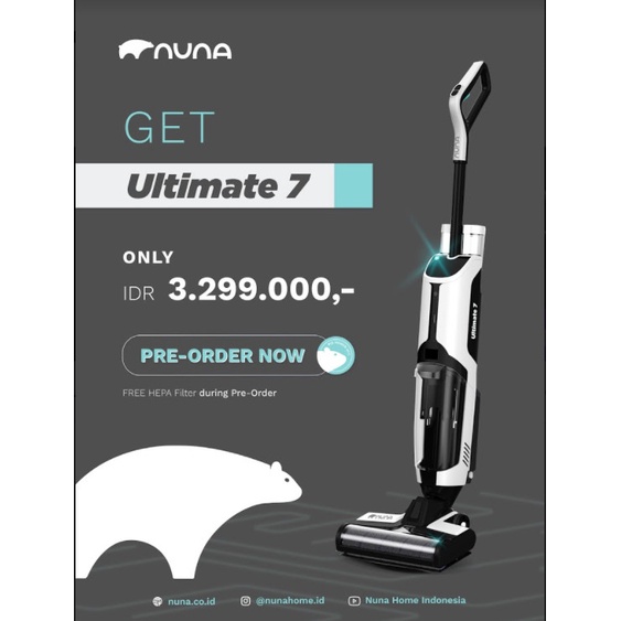 NUNA ULTIMATE 7 CORDLESS MULTIFUNCTION VACUUM CLEANER - BLACK & WHITE