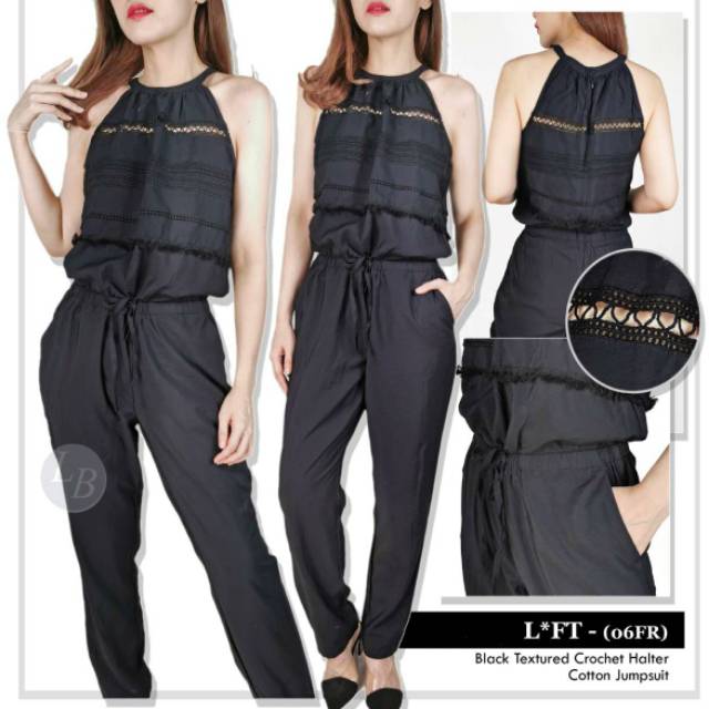 Loft black textured jumpsuit