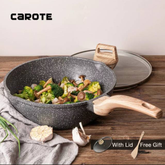 carote granite wok pan 2 handle/kuali pan (30cm, 32 cm, 36cm, 40cm)