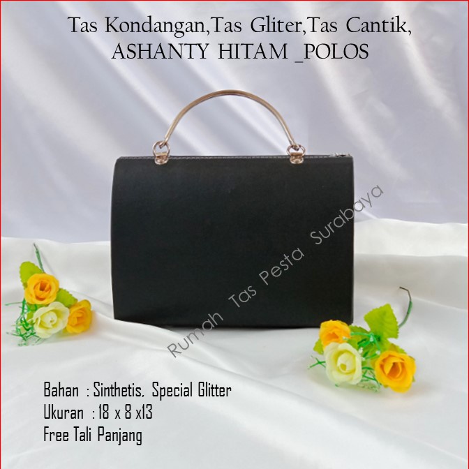 Tas Kondangan,Tas Gliter,Tas Cantik,ASHANTY HITAM _POLOS