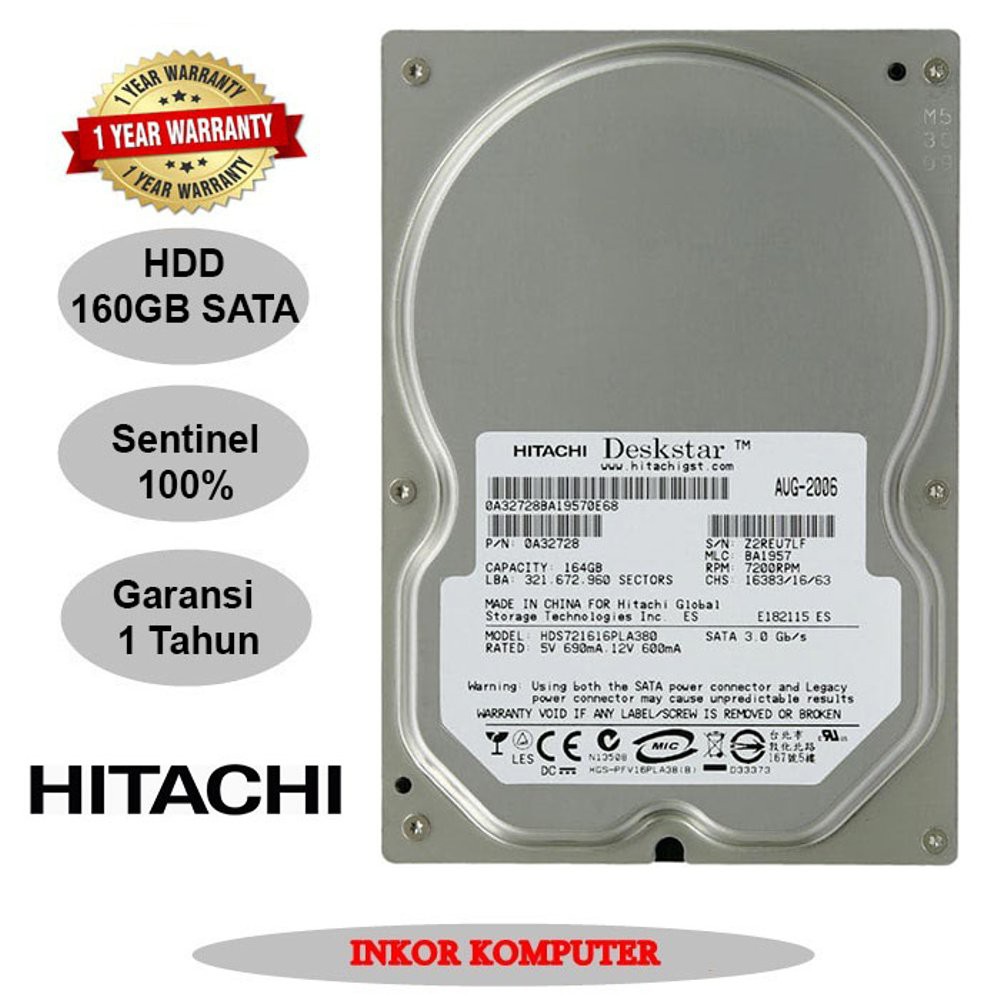 HDD Internal PC 160gb Sata Hitachi Limited
