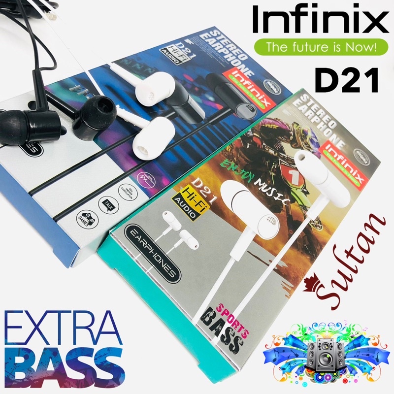 grosir best handsfree infinix d21 extrabass earphone smartphone