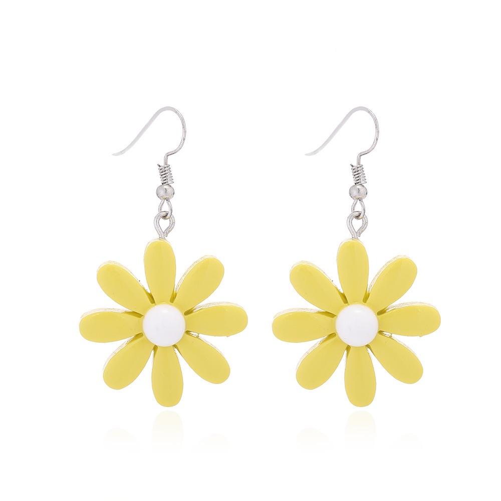Korea Temperamen Resin Daisy Earrings Musim Panas Baru Net Merah Bunga Anting-Anting Perhiasan Wanita