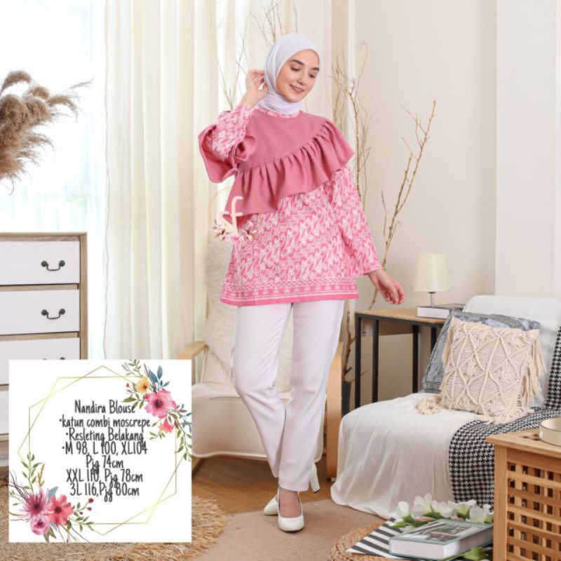 Batik wanita modern - Baju batik wanita HRBHO 12 terlaris seragam batik wanita kantor modern murah jumbo