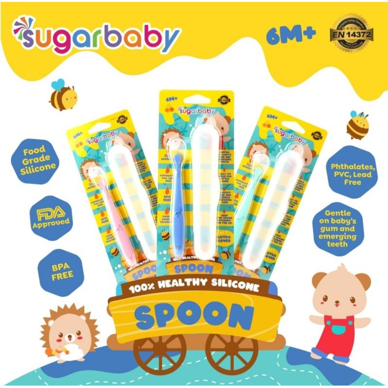 SUGARBABY SILICONE SPOON WITH COVER/ SENDOK SUGARBABY PINK