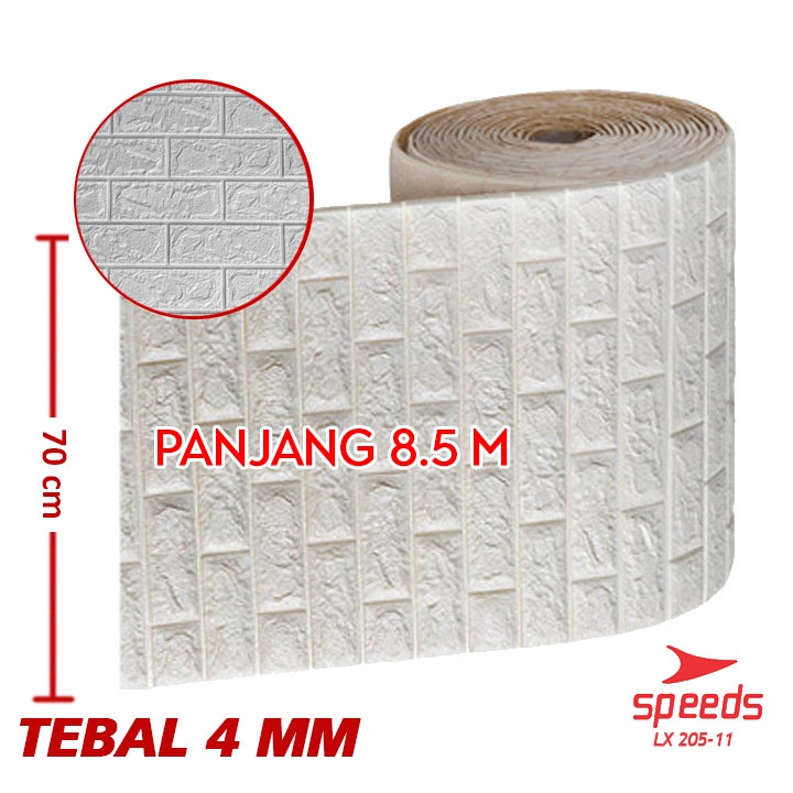 Wallpaper Dinding 5mm SPEEDS Wallpaper Foam 3D Motif Jendela untuk Kamar Tidur Ruang Makan dll 205-13-12-11-BATA PUTIH 8.5m 4mm