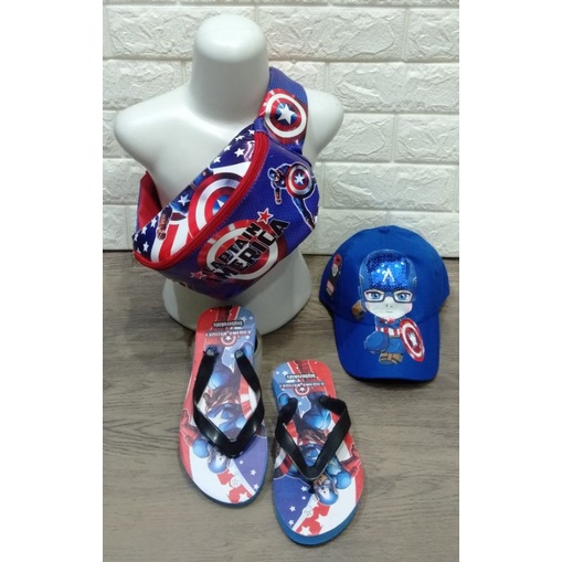 Tas SLempang Paket Murah 3in1Topi anak LED(nyala) topi bordir