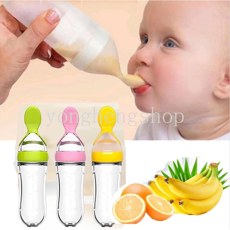 Botol Sendok Makan Bayi Bahan Silikon Ukuran 90ML