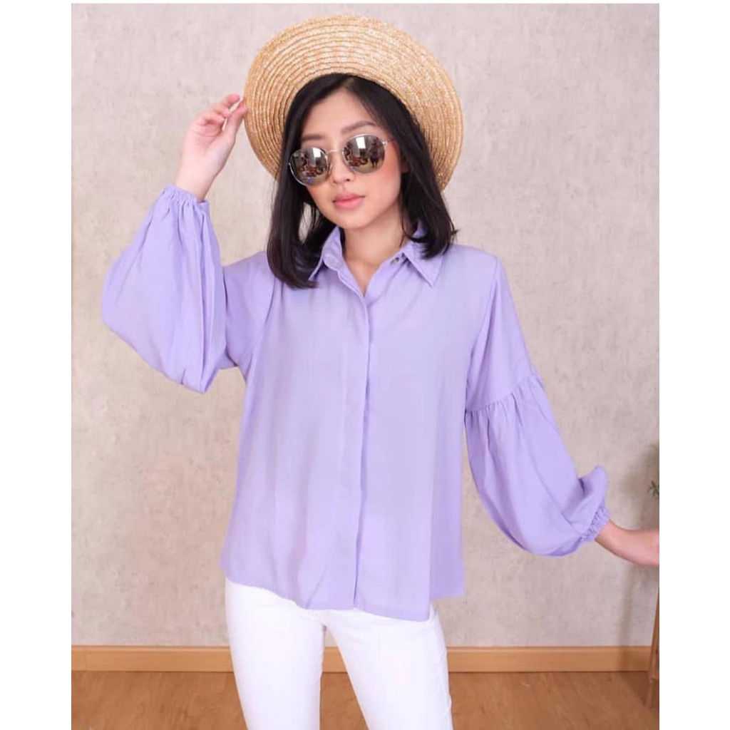 1 KG MUAT 7 PCS || SPRING BLOUSE / LIZA BLOUSE / BLOUSE KOMBINASI TWO TONE FASHION MURAH