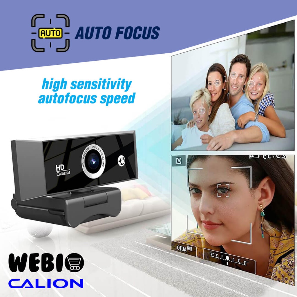 CAL-2022WC Webcam PC Laptop 1080P Web Cam Komputer With Mic Bisa Rotasi 360 &amp; Autofocus Super Jernih