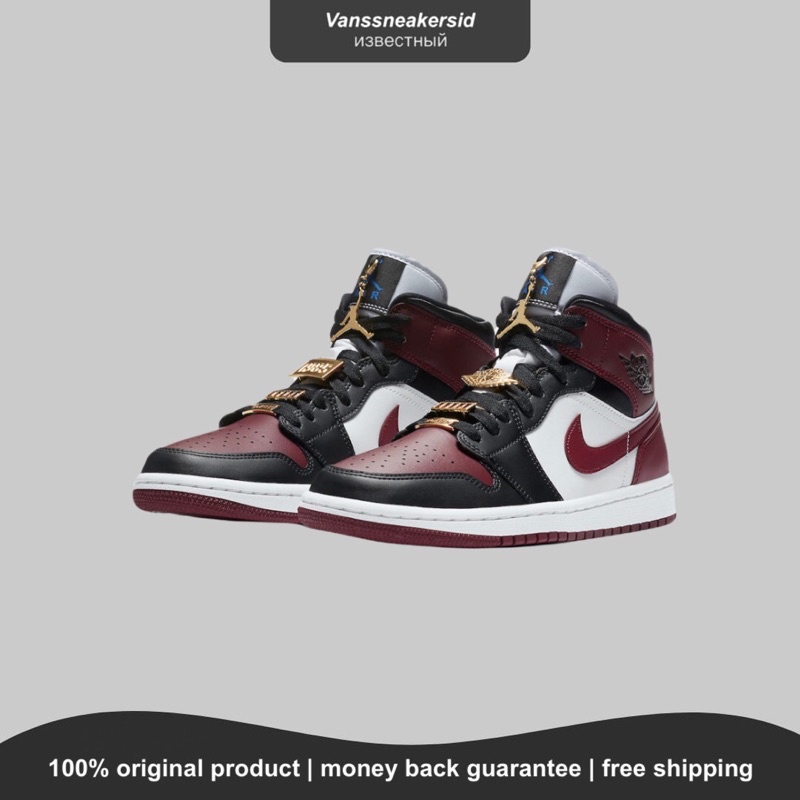 NIKE AIR JORDAN 1 MID WMNS FEARLESS SE FEARLESS BLACK RED DARK BETROOT ORIGINAL