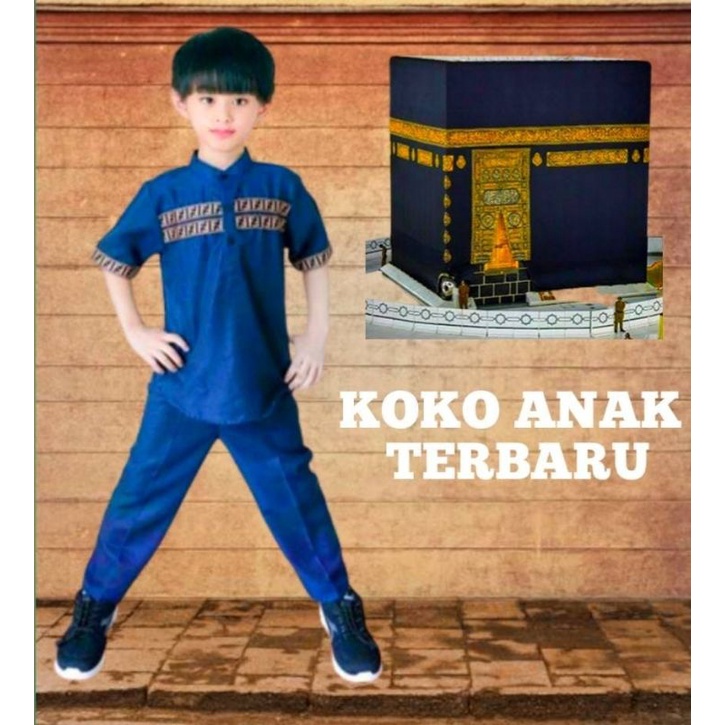 Baju Koko Anak setelan Laki laki Koko Kurta kombinasi garis gold