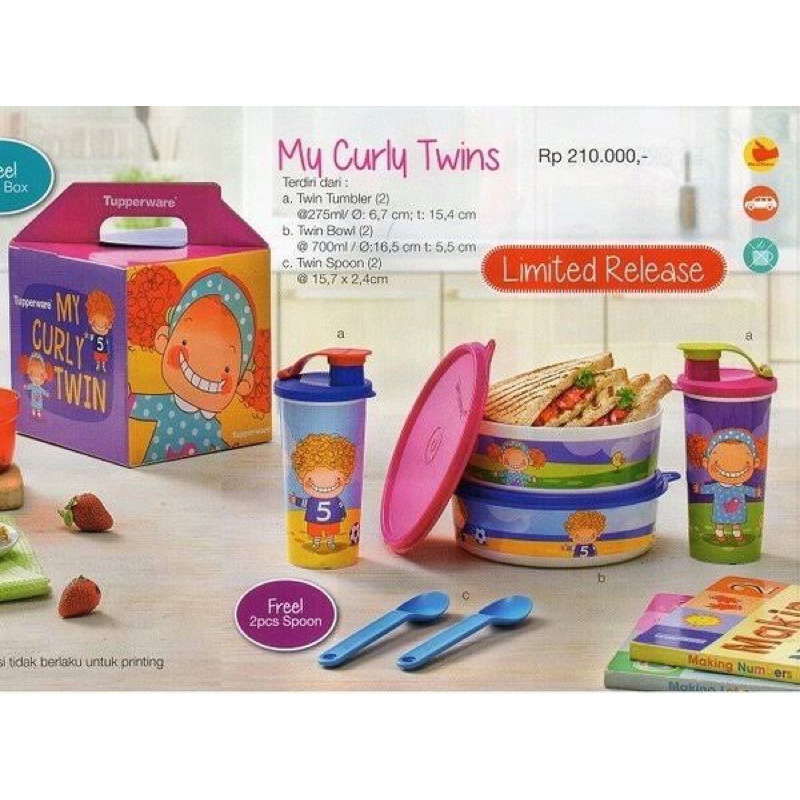 Tupperware My Curly Twins / Tempat Makan dan Botol Minum Tupperware
