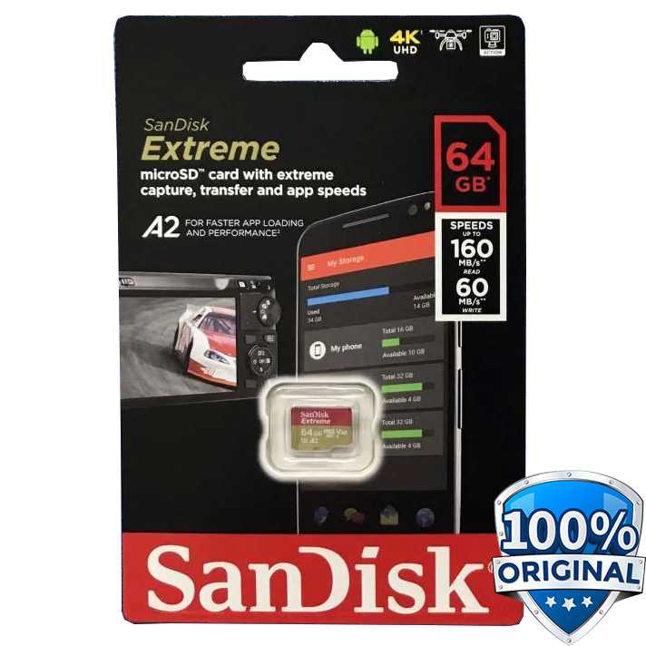 Sandisk MicroSDXC Extreme A2 V30 UHS-1 (160MB/s) SDSQXA2-GN6MN