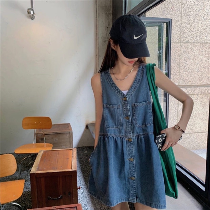 JEANS DRESS ROMPER GAUN IMPORT WANITA MX523