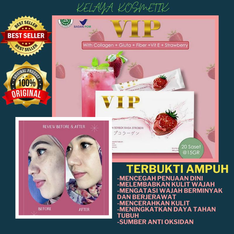 VIP Collagen Drink minuman Bubuk Kolagen Colagen Suplemen Kecantikan Pemutih Badan Perawatan Kulit i
