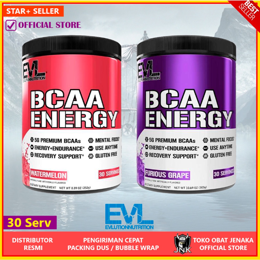 EVL EVLUTION BCAA ENERGY 30 SERVING BCAA PLUS PREWORKOUT AMINO ENERGY BCAA EVLUTION BCAA