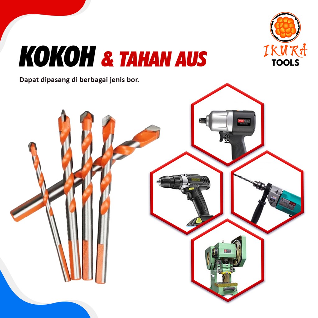 IKURA MMP201 Multi Purpose Drill Set 5 Pcs - Mata Bor Besi Kayu Beton