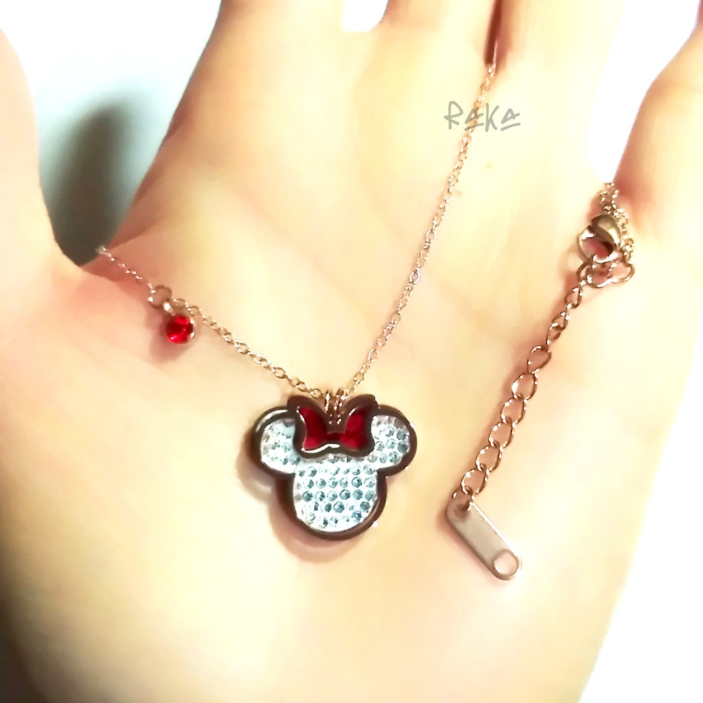 RAKA Acc - Kalung MINNIE MOUSE 2 Bandul Putih Xuping Gold Perhiasan Cantik Wanita Lapis Emas 18k 179