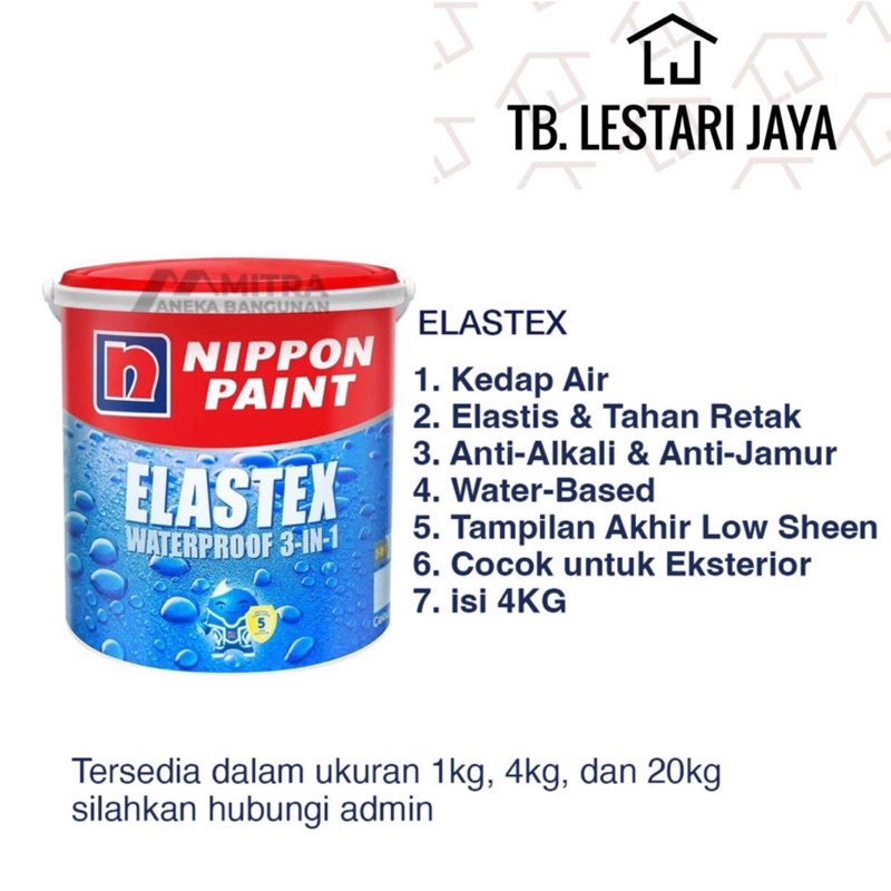 CAT TEMBOK NIPPON PAINT TINTING SEMUA WARNA LENGKAP / VINILEX ELASTEX CAT DINDING WATERPROOF OPLOS M
