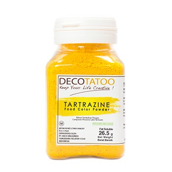 

Pewarna Makanan Kuning Yellow Tartrazine Decotatoo powder fat Soluble 26.5 gr