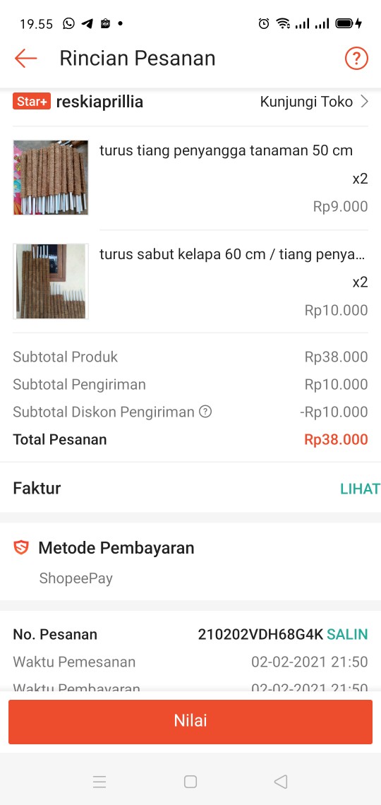 Turus Tiang Penyangga Tanaman 50 Cm