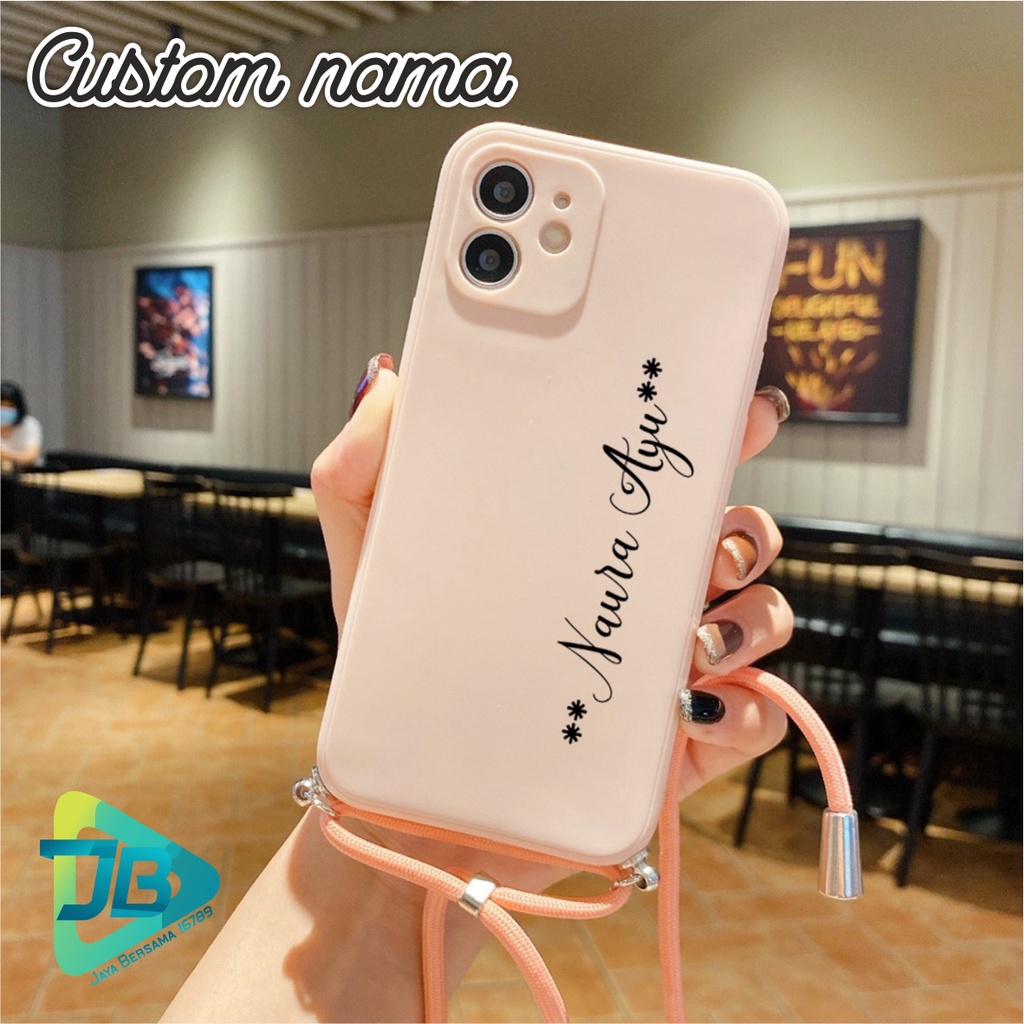 SOFTCASE SILIKON SLINGCASE TALI LANYARD STRAP PHONE MACARON PELINDUNG KAMERA CUSTOM NAMA OPPO VIVO SAMSUNG XIAOMI REALME IPHONE ALL TYPE JB5482