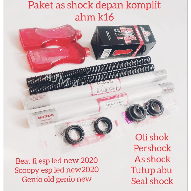 PAKET AS SHOCK DEPAN KIRI KANAN + PER SHOCK GENIO BEAT ESP LED 2020 SCOOPY ESP LED NEW 2020 AHM K16 (KUMPLIT)