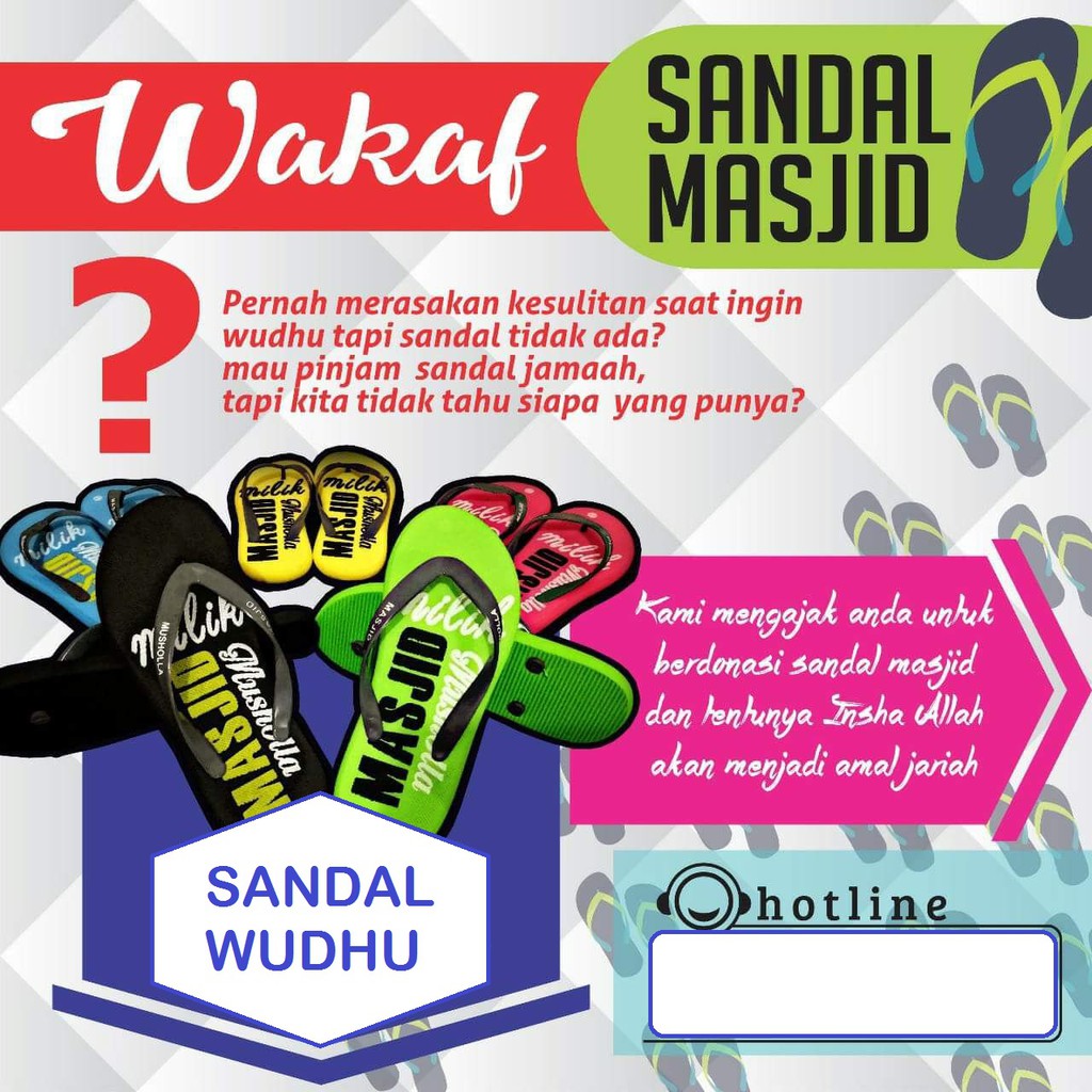 [PAKET 10 PASANG] Sandal Jepit WUDHU MESJID MUSHOLA KANTOR bertuliskan Milik Masjid Mushola kantor