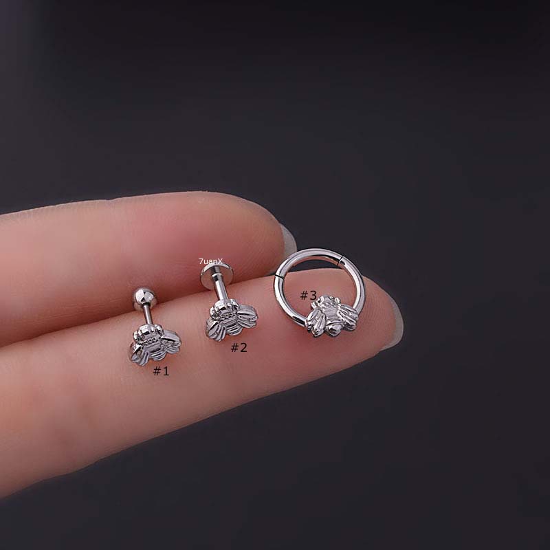 1pc Anting Tindik Hypoallergenic Bentuk Lebah Bahan Stainless Steel