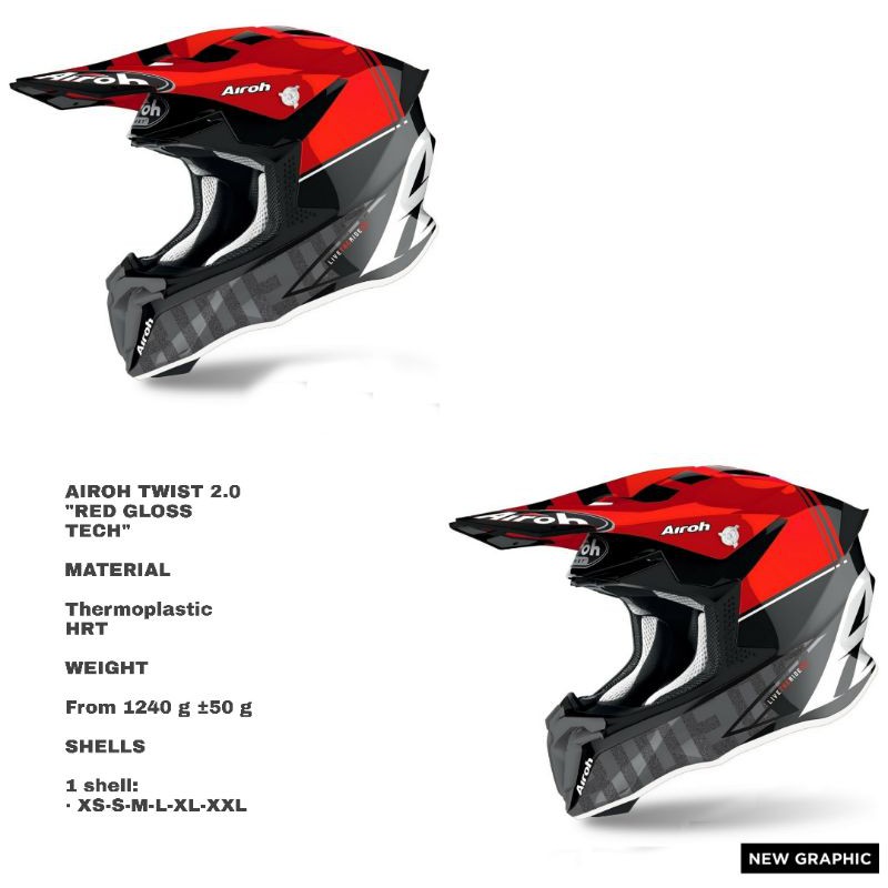 HELM AIROH TWIST 2.0 RED GLOS TECH 2021