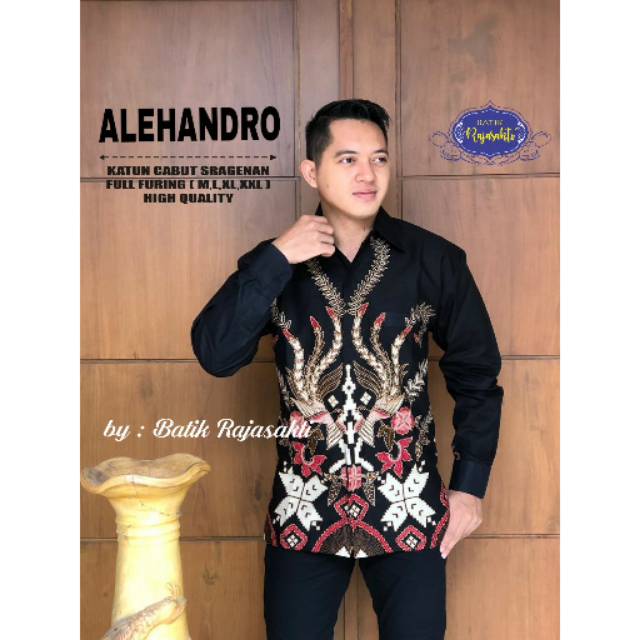 Batik Solo ALEHANDRO Kemeja Pria Katun Cabut Sragenan Full Furing