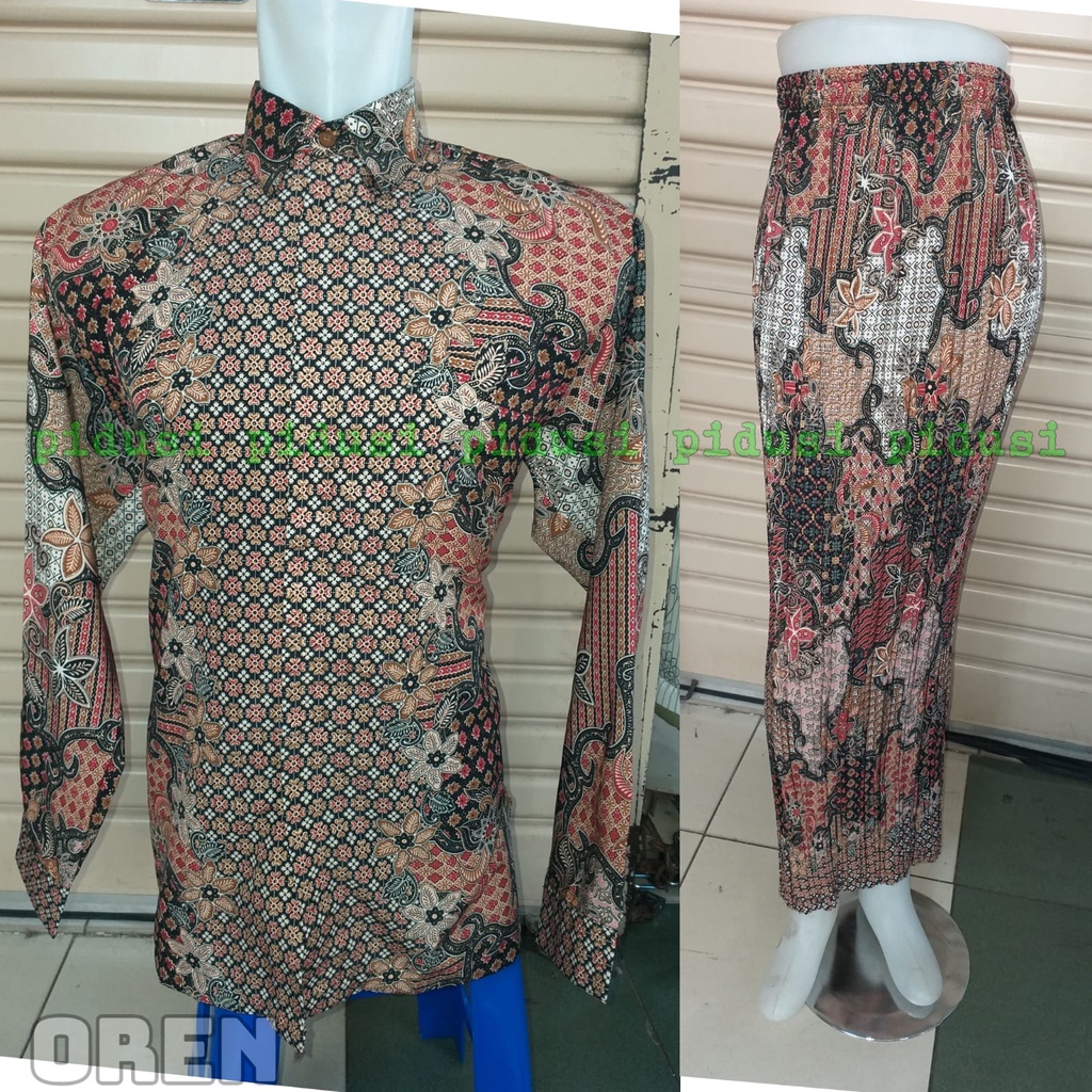 SET COUPLE KEMEJA DAN ROK BATIK PLISKET / SET BATIK COUPLE