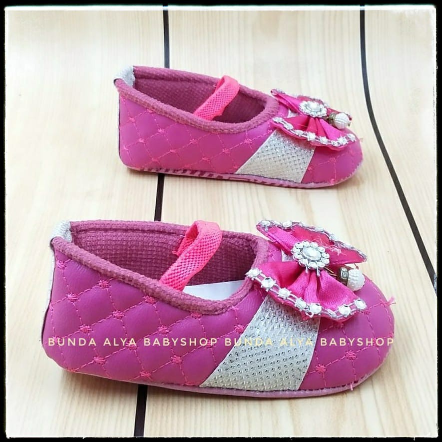 Sepatu Bayi Perempuan Pita PINK TUA- Prewalker Baby Girl - PW Bayi - Sepatu Bayi Alas Lembut SALE