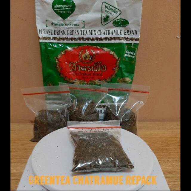 

Bubuk teh greentea chatramue original kemasan repack 25, 50, 100 gr