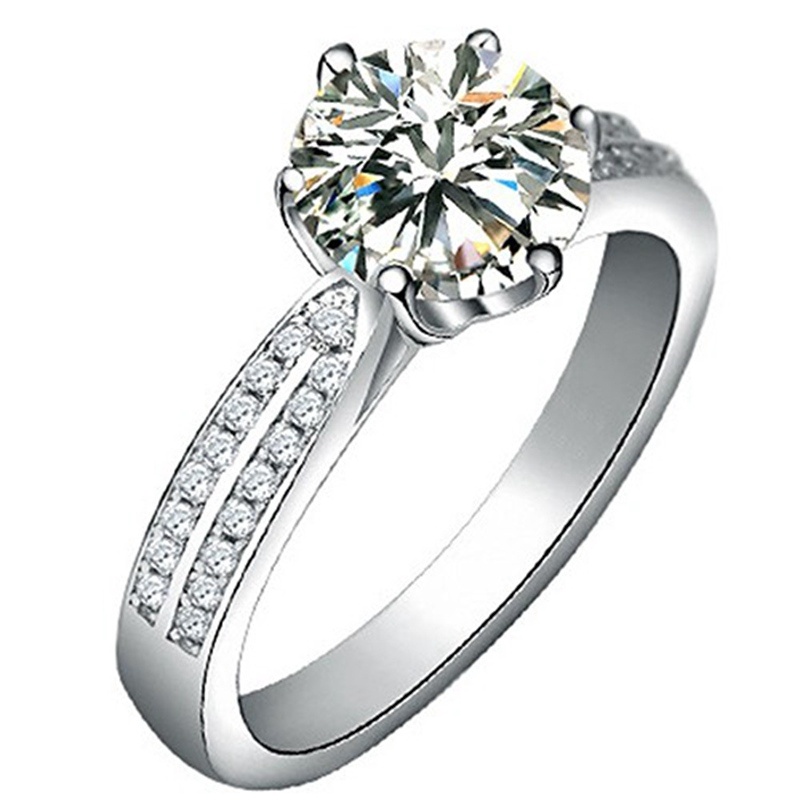 New Women's Fashion Six Prong Diamond Zircon Ring Wedding Engagement Jewelry