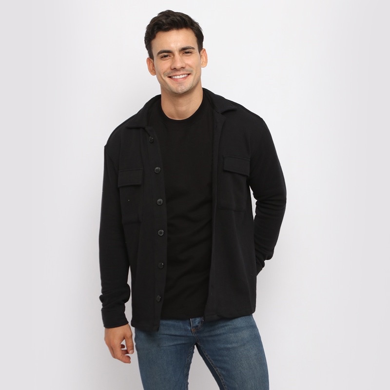 YUNG Kemeja Overshirt Pria Casual Bahan Fleece