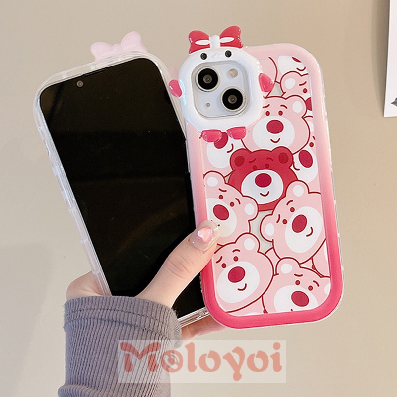 Soft Case TPU Motif Kartun Beruang Lotso 3D Untuk IPhone 7Plus XR 11 13 12 14 Pro MAX 6 6S 7 8 14 Plus X XS MAX SE 2020