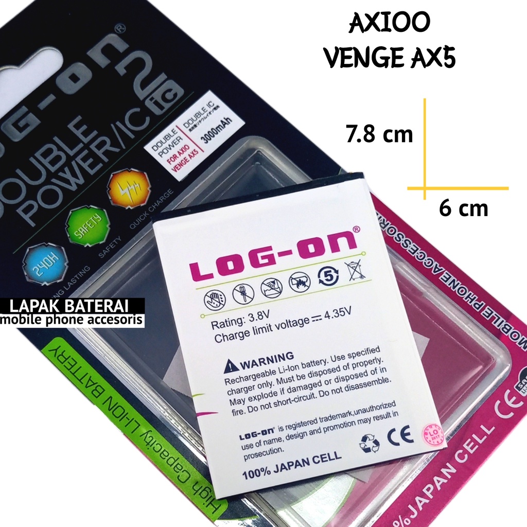 LOG - ON Axio Axioo AX5 Venge Baterai Double IC Protection Battery Batre