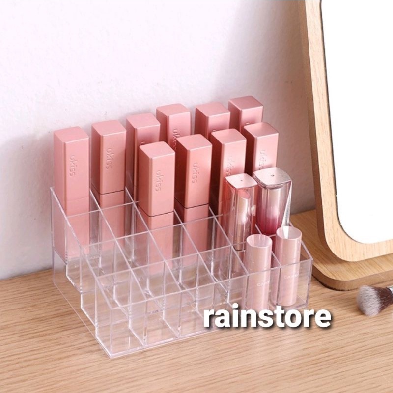 RAK TEMPAT LIPSTIK BAHAN ACRYLIC 24 slot