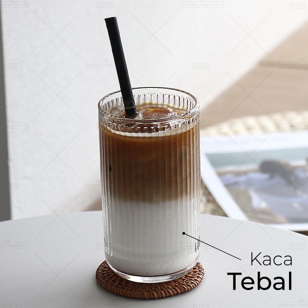 Gelas Kaca Tinggi Ripple 350ml Highball Glass Mojito Cocktail Susu Teh