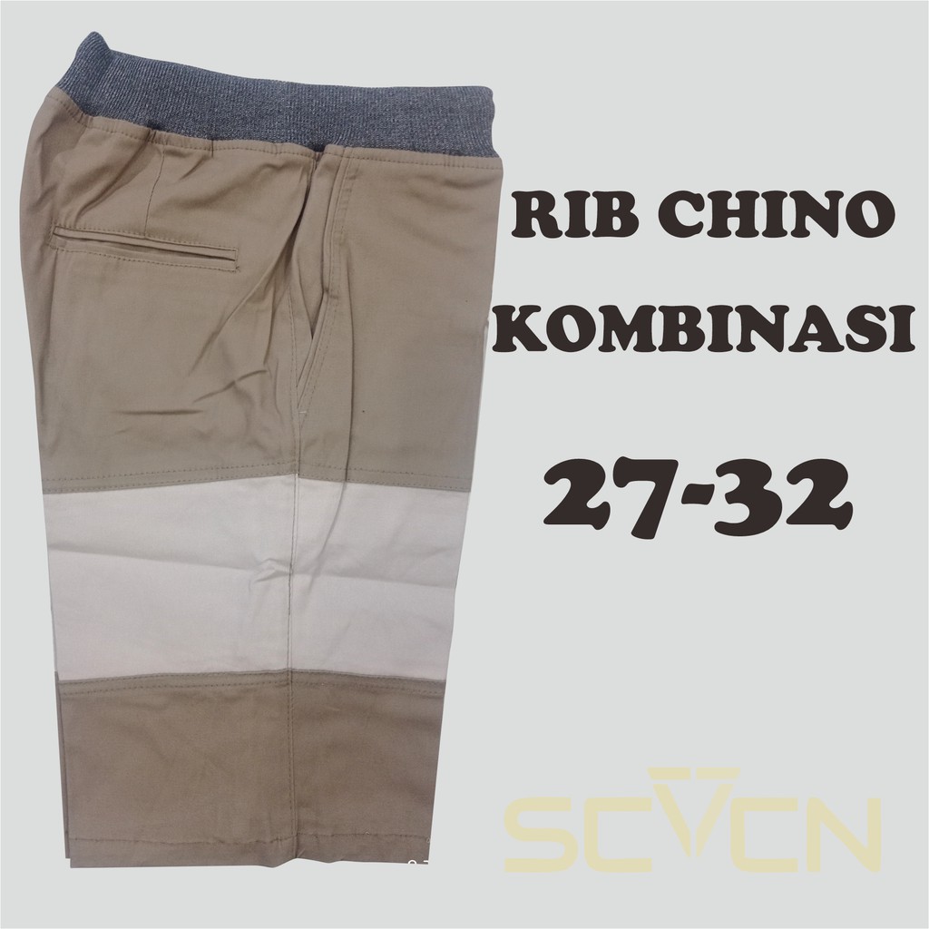 Celana Chino Pendek Rib Kombinasi pria