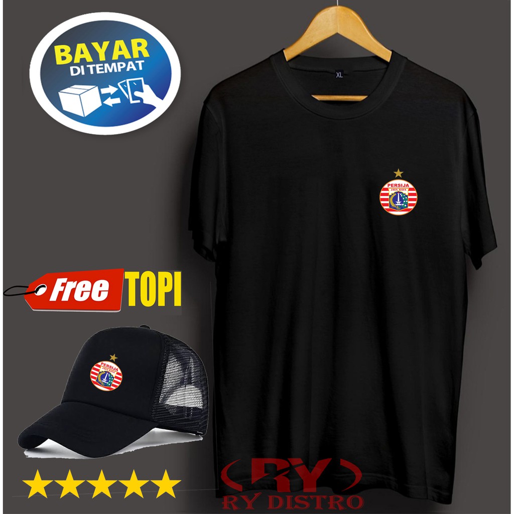 PROMO BUNUS TOPI ... Kaos Lengan Pendek Suporter Persija + Topi / Kaos Pria / Kaos Polos
