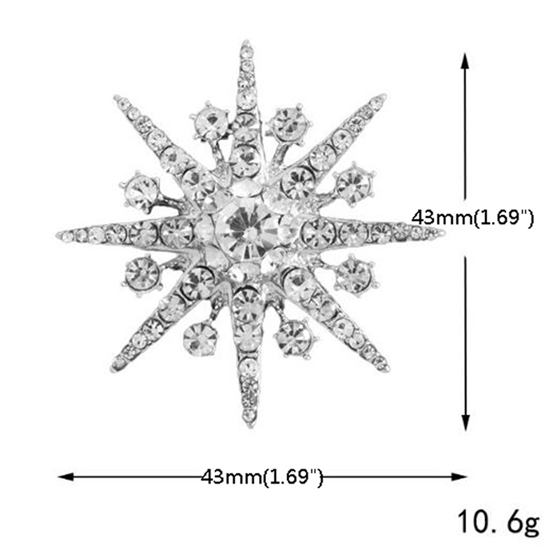 Bros Bentuk Kepingan Salju Aksen Kristal Warna Silver Untuk Hadiah Natal