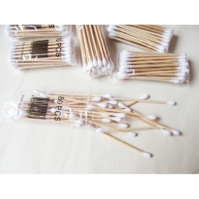 KK100 isi 100  korek kuping kayu wooden cotton buds ramah lingkungan