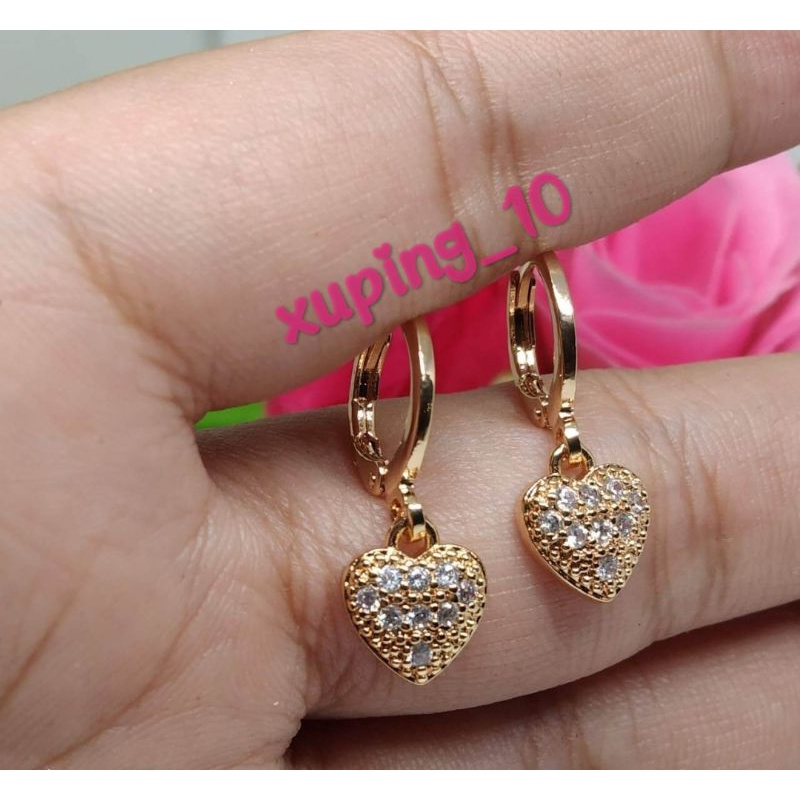 Perhiasan Anting Xuping Wanita Dewasa, Motif Love Berlapis Emas