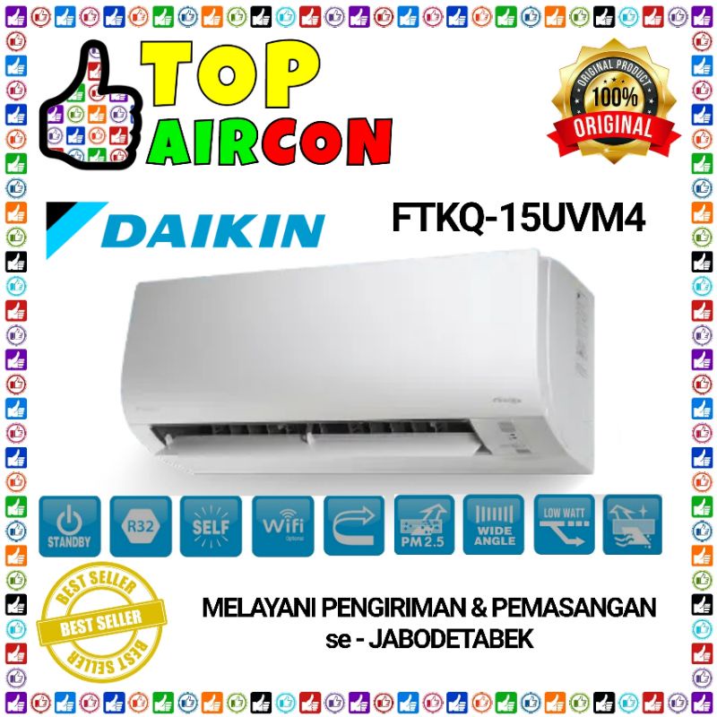 AC DAIKIN FTKQ 15 FLASH INVERTER 1/2 PK + PASANG INSTALASI