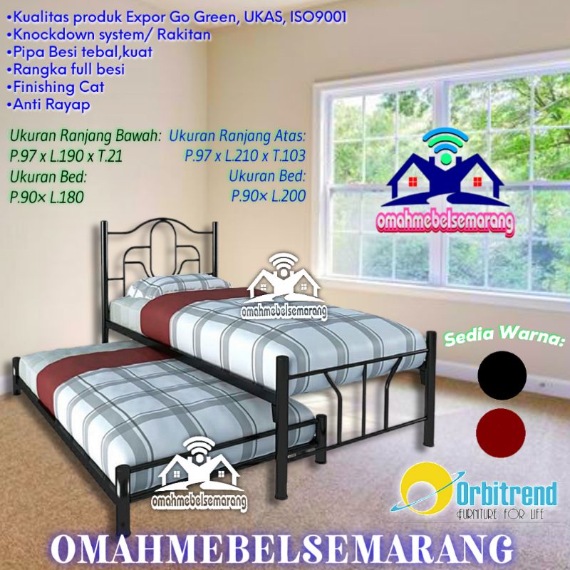 Ranjang Besi 2in1 sorong ORBITREND JUPITER PLUTO Divan minimalis Tempat Tidur modern