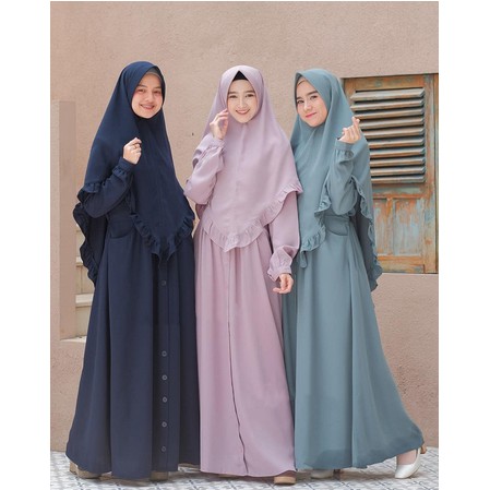GAMIS TERBARU 2021 LEBARAN WANITA ELBINA SYARI S M L XL SET GAMIS + KHIMAR SETELAN HIJAB SYAR'I